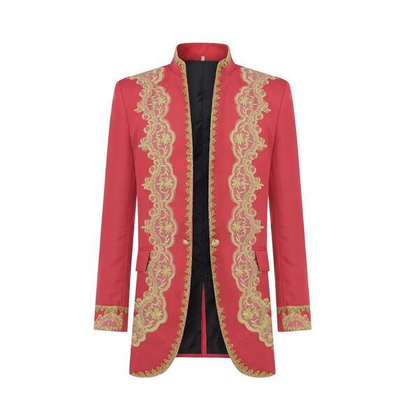 CloudStyle Slim Fit Men's XL Royal Style Red Gold Tuxedo Holiday Wedding Cruise - Picture 3 of 16